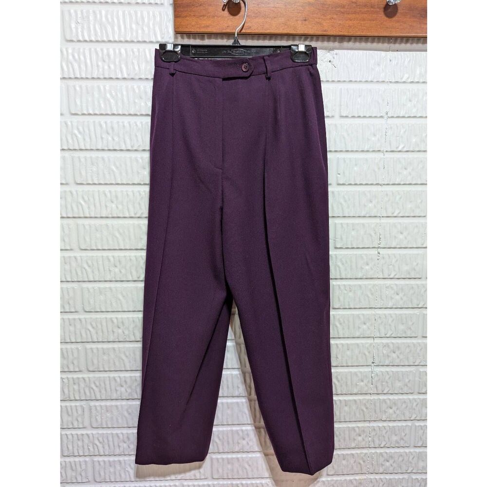 Talbots Women's Purple Solid Lined Mid-Rise Pure Wool Dress Pants Size 10